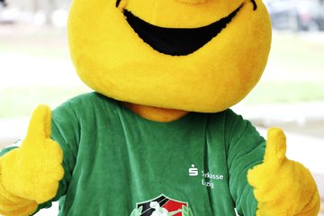 Maskottchen SC DHFK LEIPZIG: ein gelber Bär 