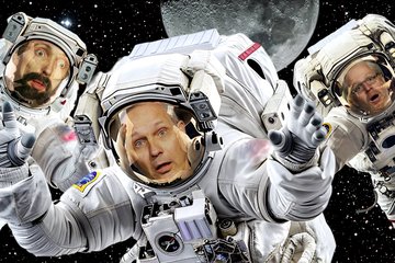Die Theatermacher August Geyler, Armin Zarbock und Claudius Bruns reisen auf den Mond