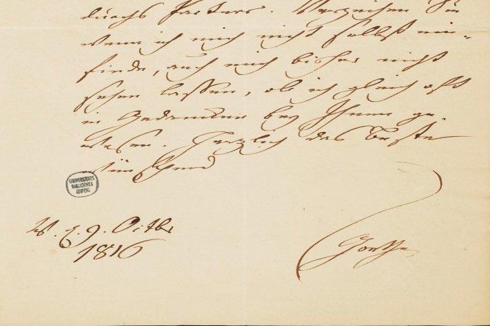 Brief von Goethe an Charlotte Kestner von 1816