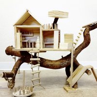 Miniatur Baumhaus aus Holz, sehr detailverliebt 
