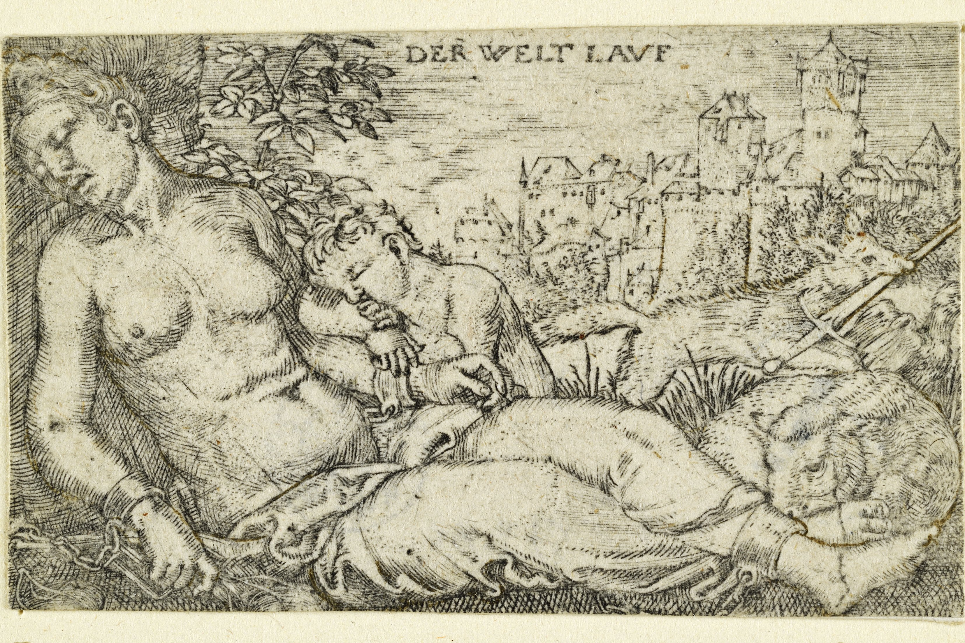 Die Ausstellung ist nach Barthel Behams Kupferstich „Der Welt Lauf (Der Schlaf der Gerechtigkeit)“ von 1525 benannt