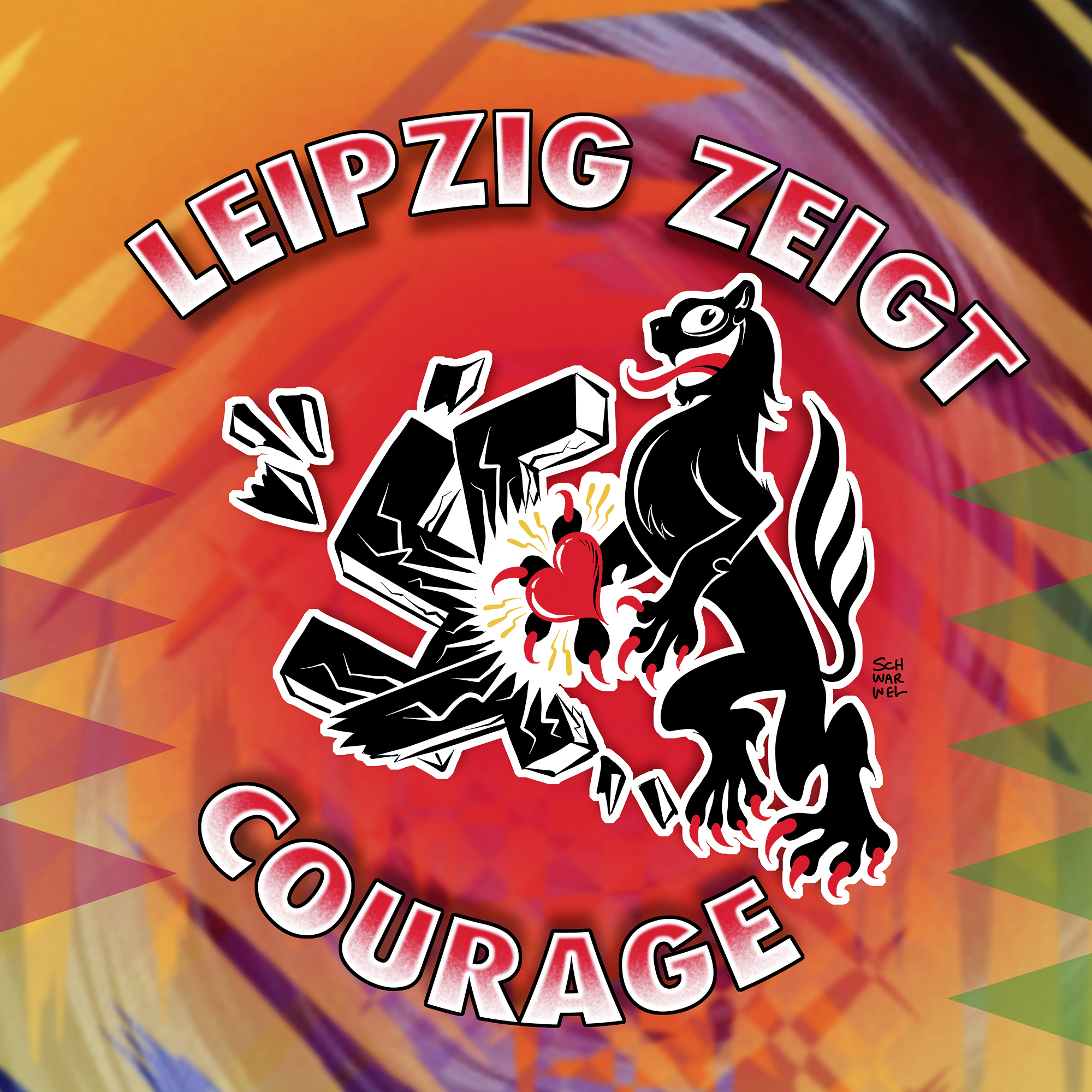 Der Leipziger Künstler Schwarwel hat das „Leipzig zeigt Courage“-Logo gestaltet